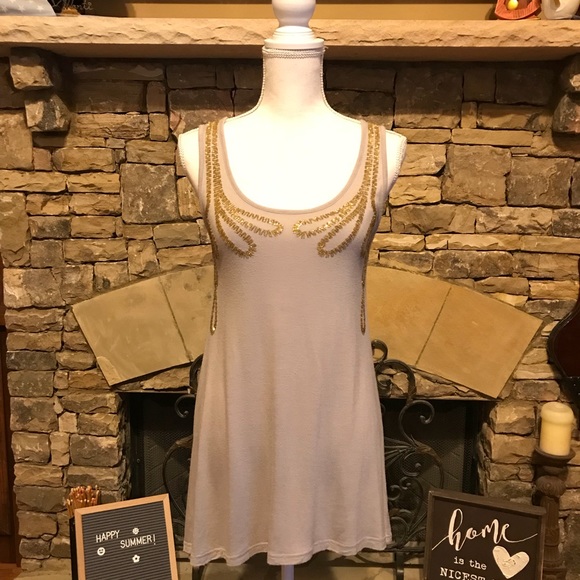 Romeo & Juliet Couture Tops - Romeo and Juliet Couture Gold Beaded Tank Small